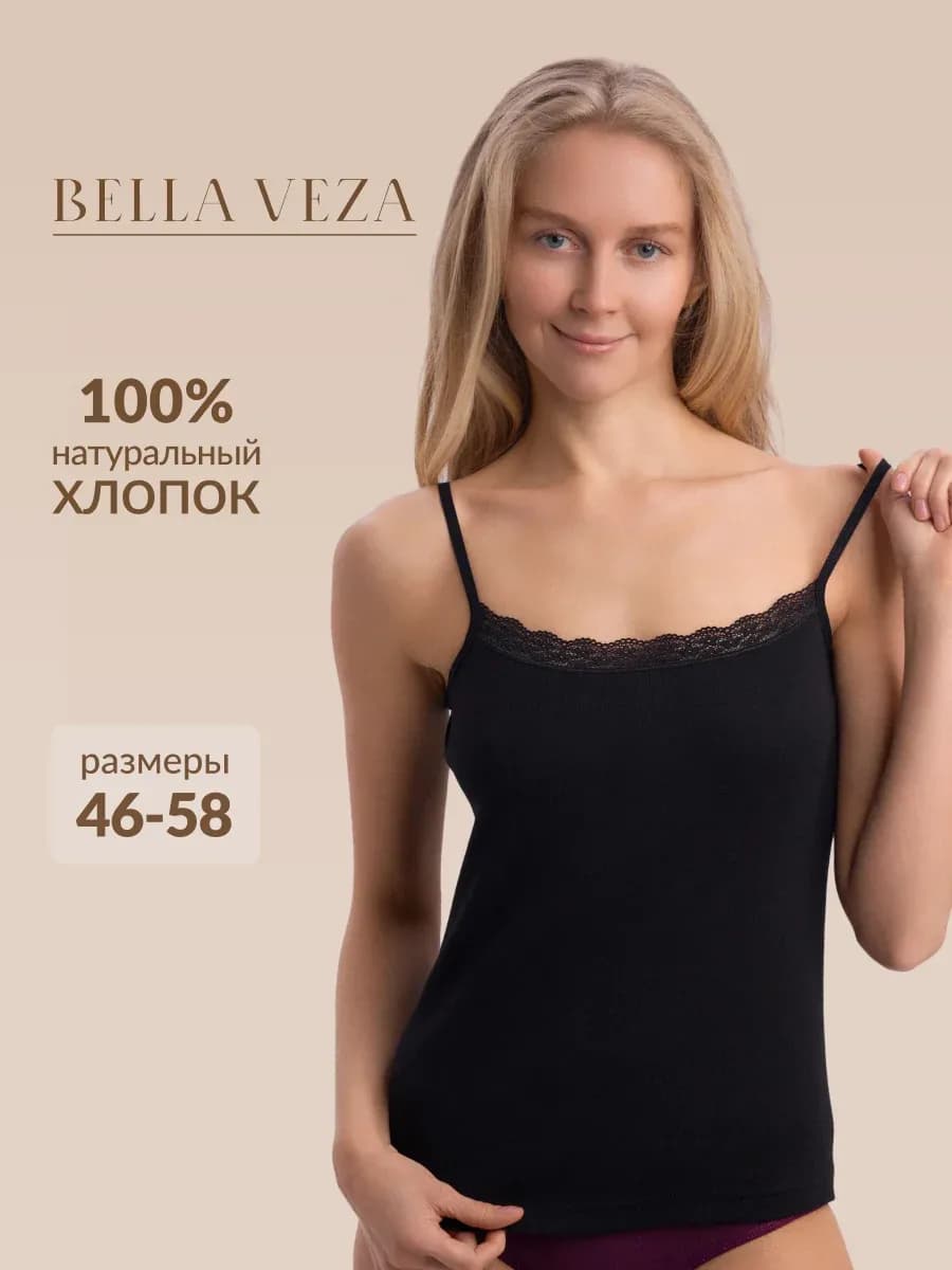 Майка на тонких бретельках с кружевом