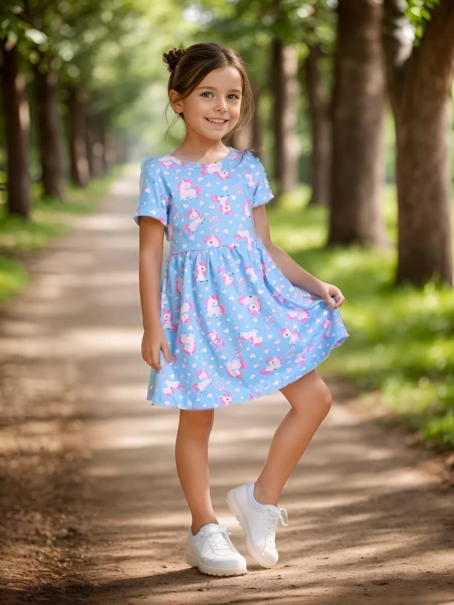 Платье в садик с коротким рукавом - фото 1