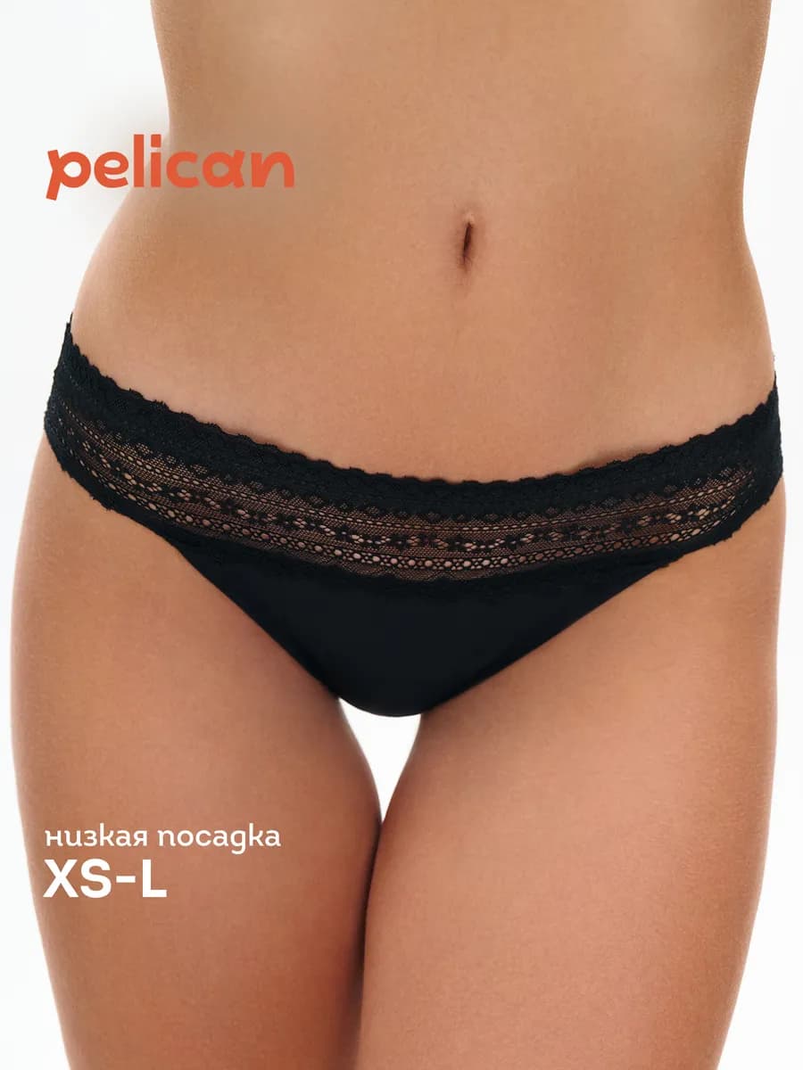 Трусы слипы черные кружевные бесшовные