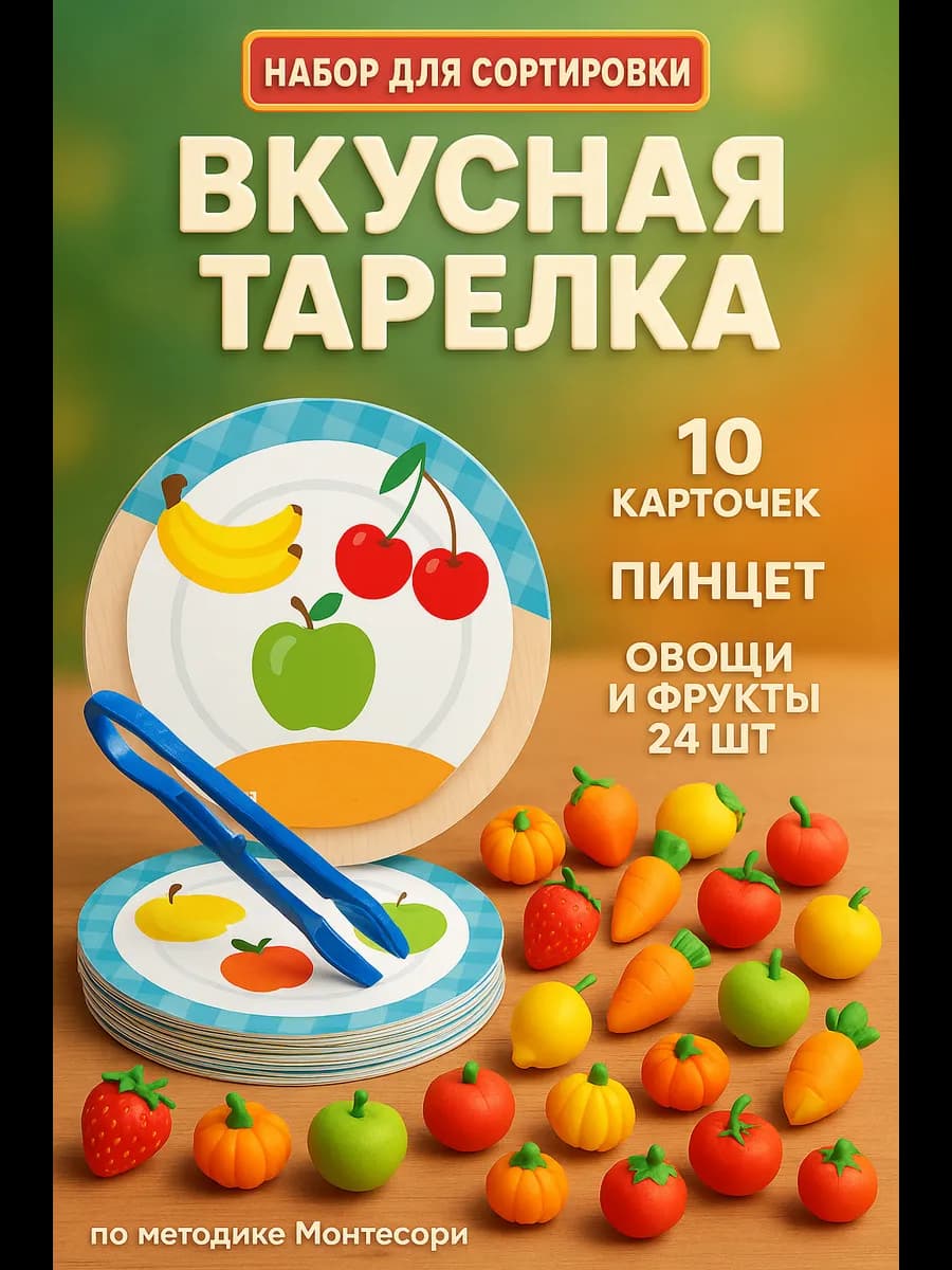 Развивающая игра Сортер для малышей Вкусная тарелка