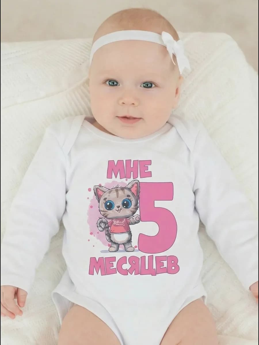 Боди для малышей с цифрой "мне 5 месяцев"