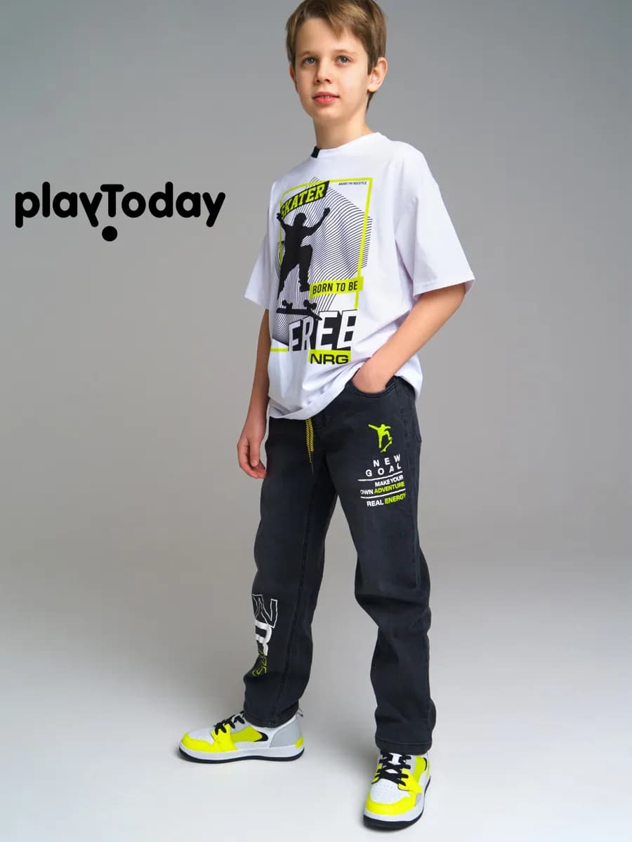 Джинсы прямые на резинке подростковые