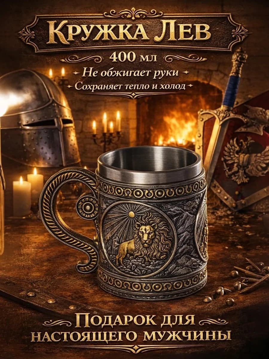 Кружка для чая и кофе «Лев» 400 мл подарочная