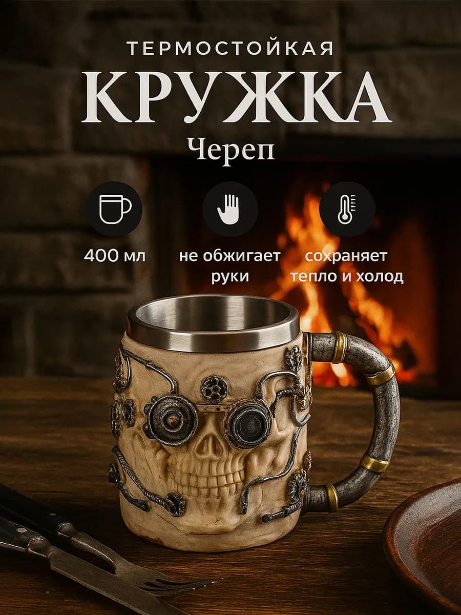 Кружка для чая и кофе «Череп» 400 мл подарочная