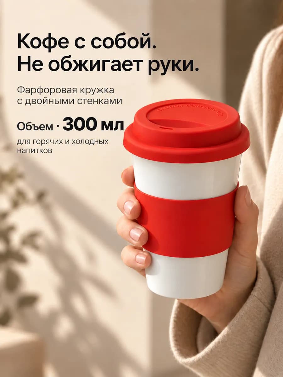 Фарфоровая кружка с двойными стенками «Toronto» 300 мл