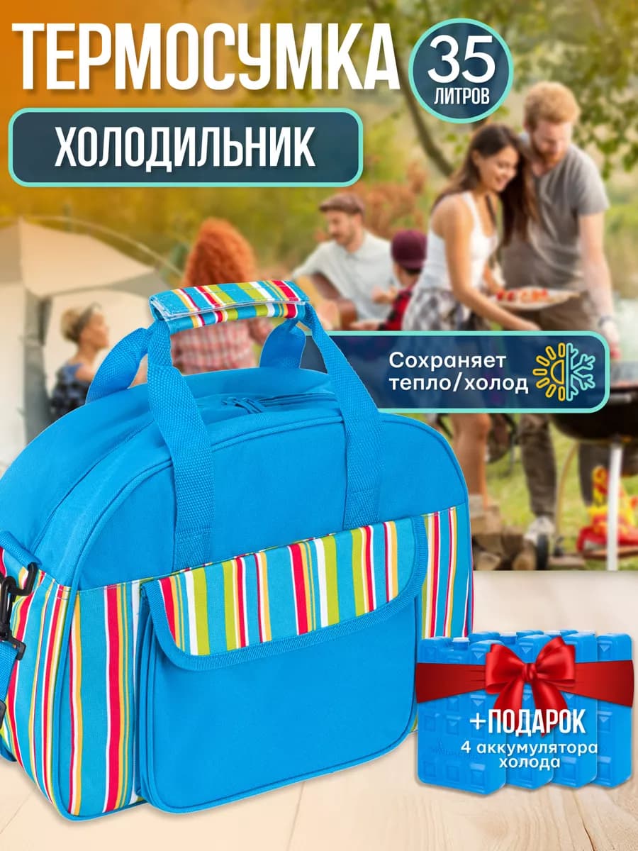 Сумка холодильник с аккумуляторами холода 35л