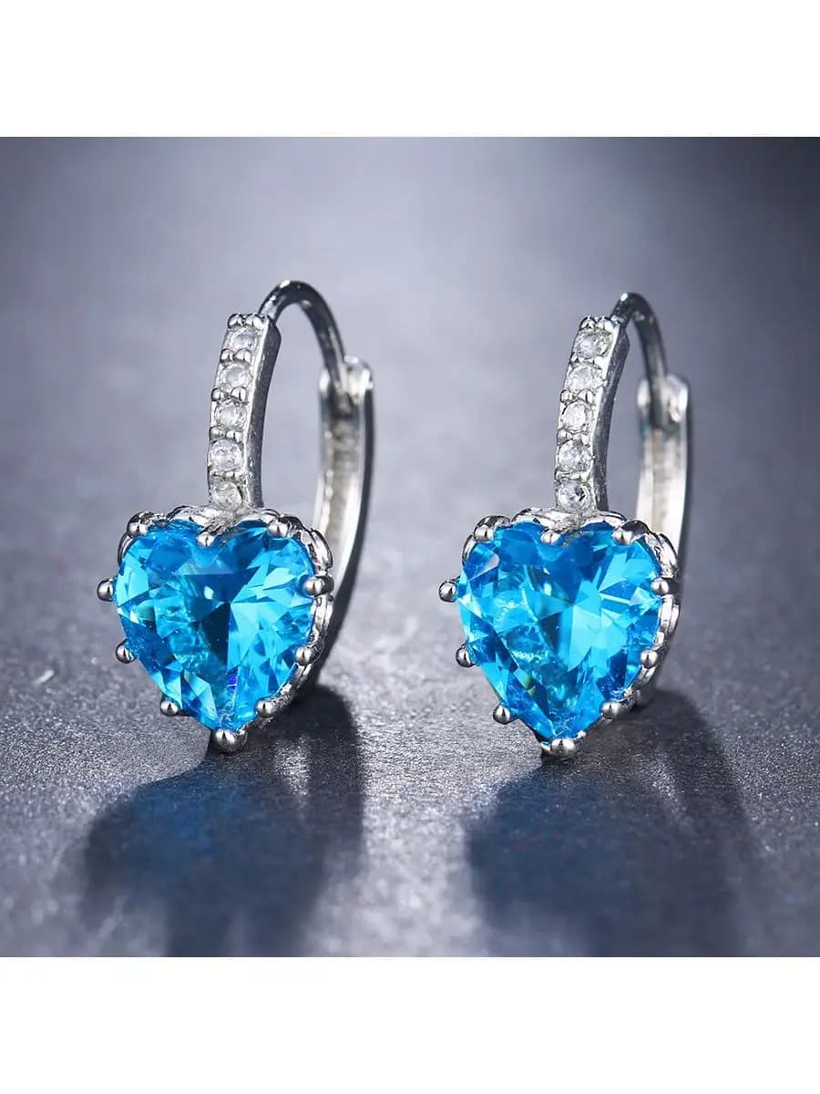 Серьги бижутерия с камнем висячие висюльки сердечки