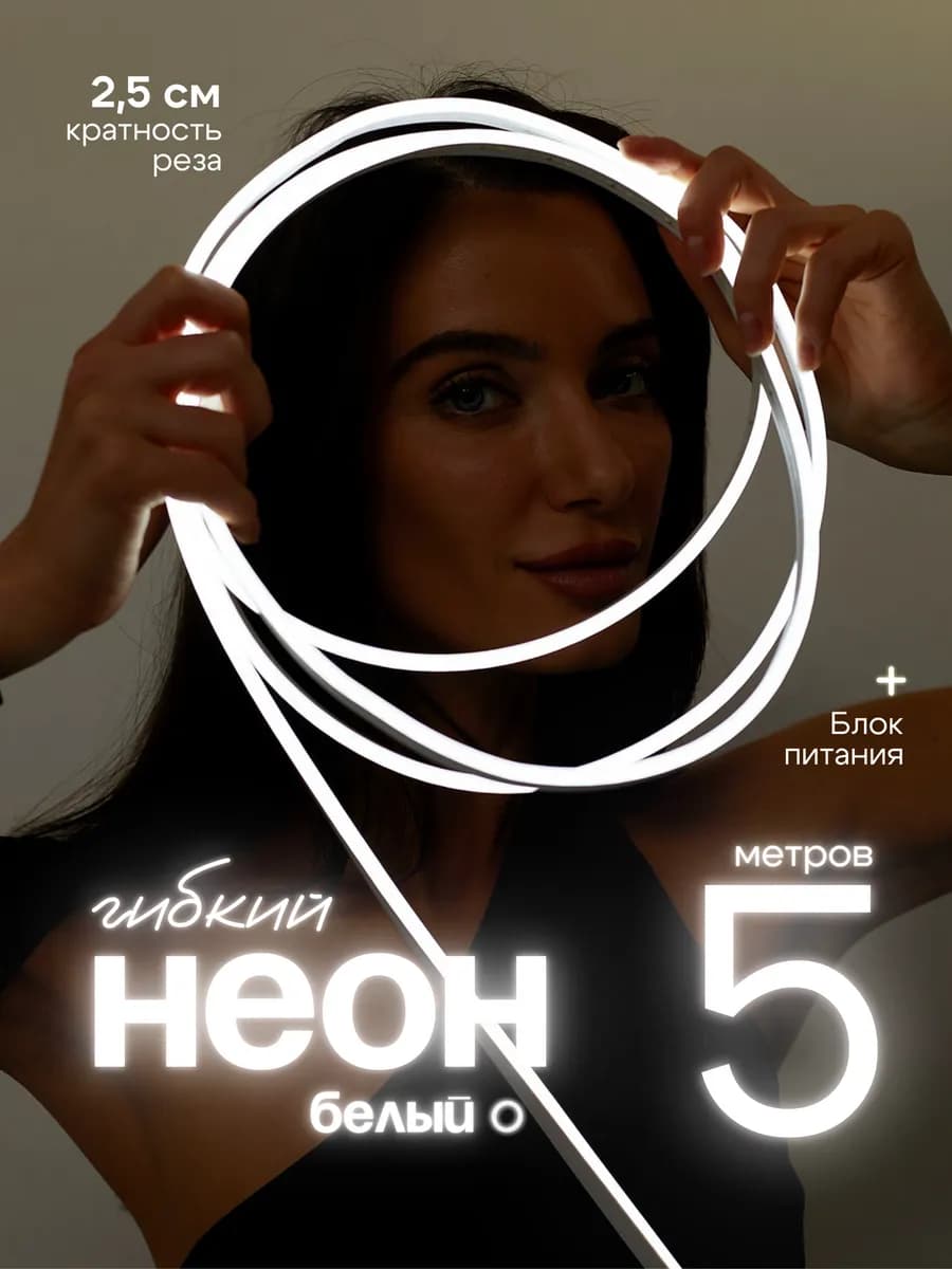 Неоновая лента подсветка гибкий неон светодиодный 5 м 12В