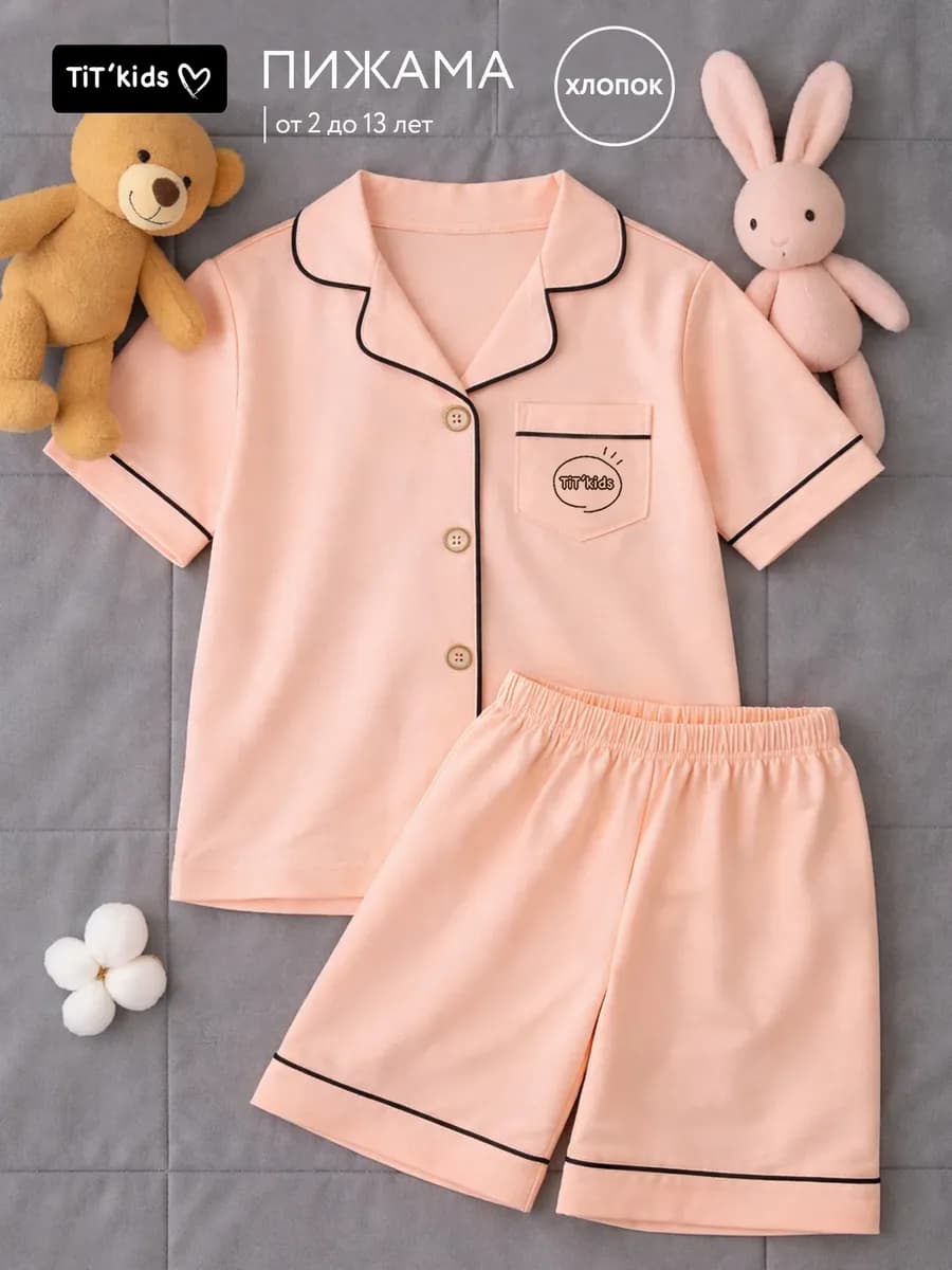 Пижама для девочки с шортами трикотажная хлопок