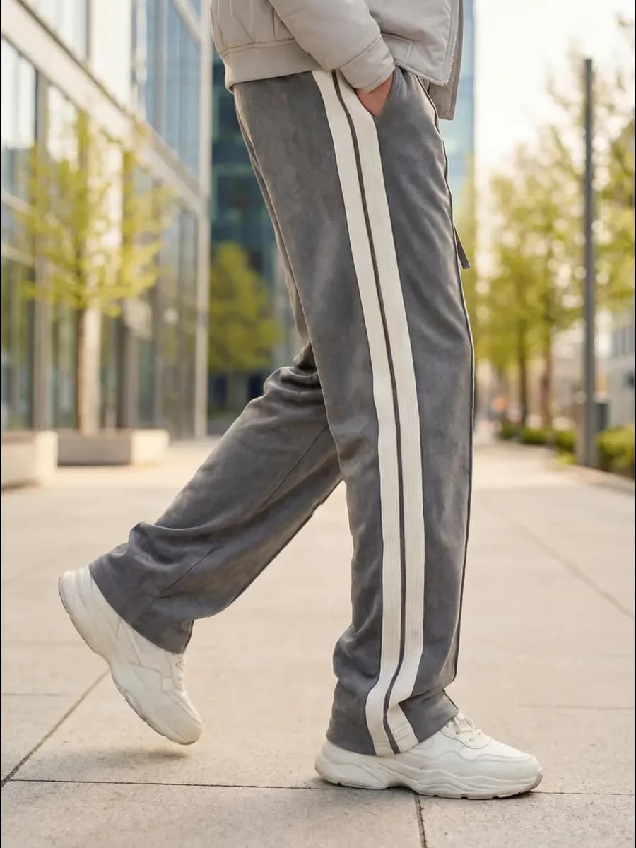 Спортивные штаны с лампасами замшевые