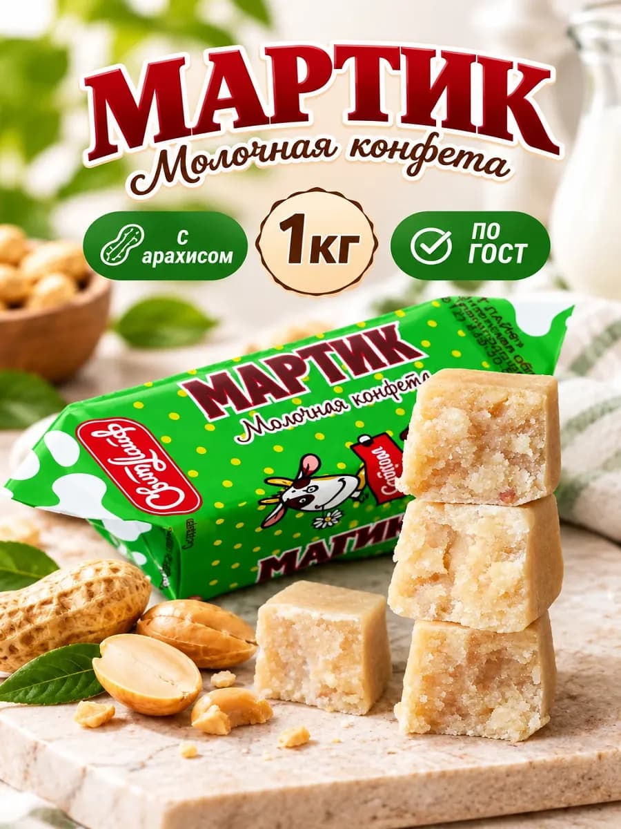 Конфеты молочные Мартик с арахисом 1 кг