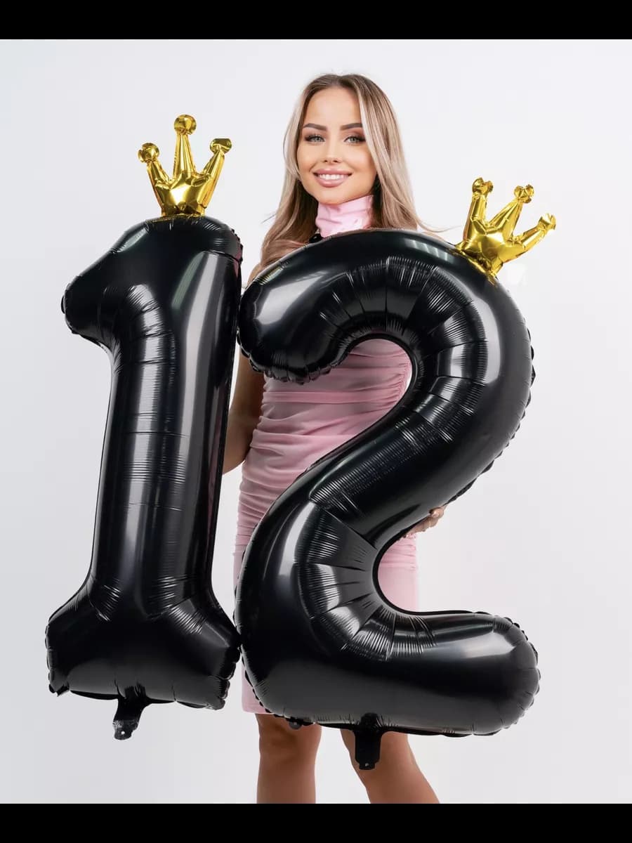 Набор черных воздушных шаров на 12 лет