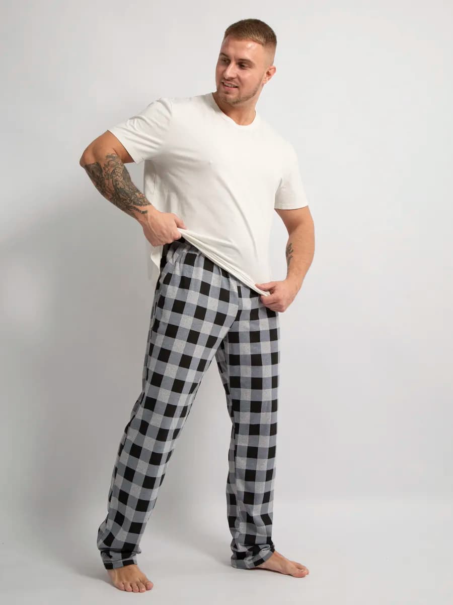 Брюки домашние трикотажные в клетку