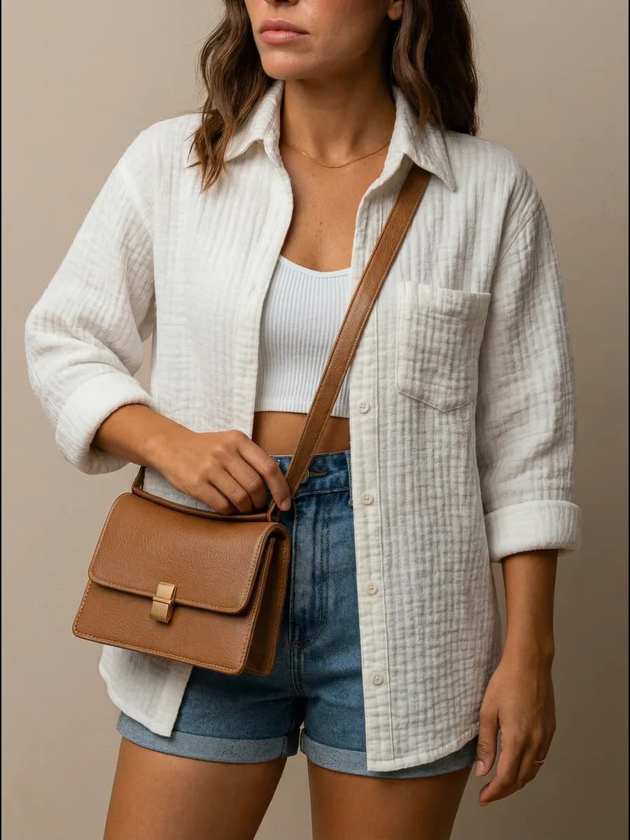 Рубашка летняя оверсайз муслиновая