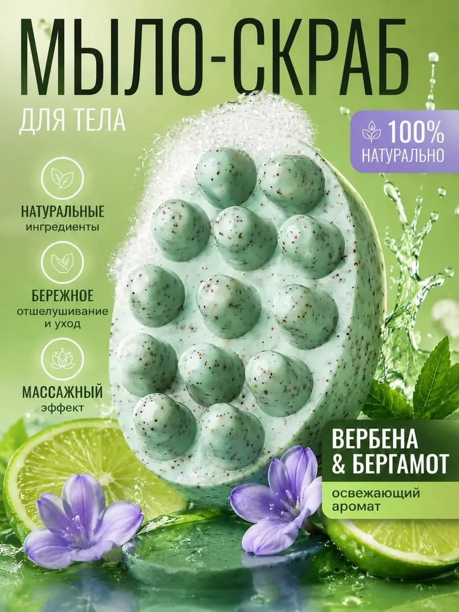 Натуральное массажное мыло-скраб для тела