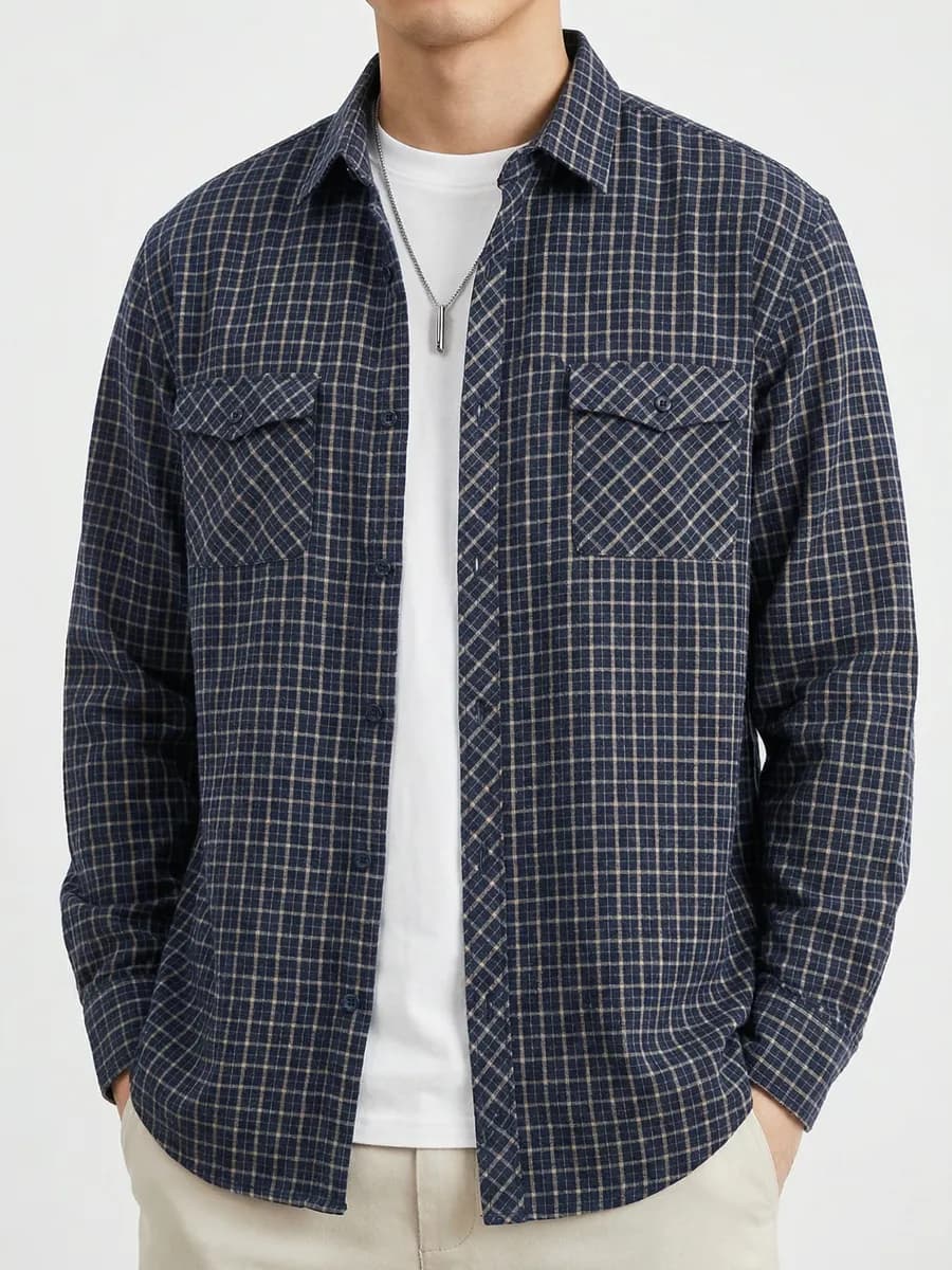 Рубашка с длинным рукавом клетчатая