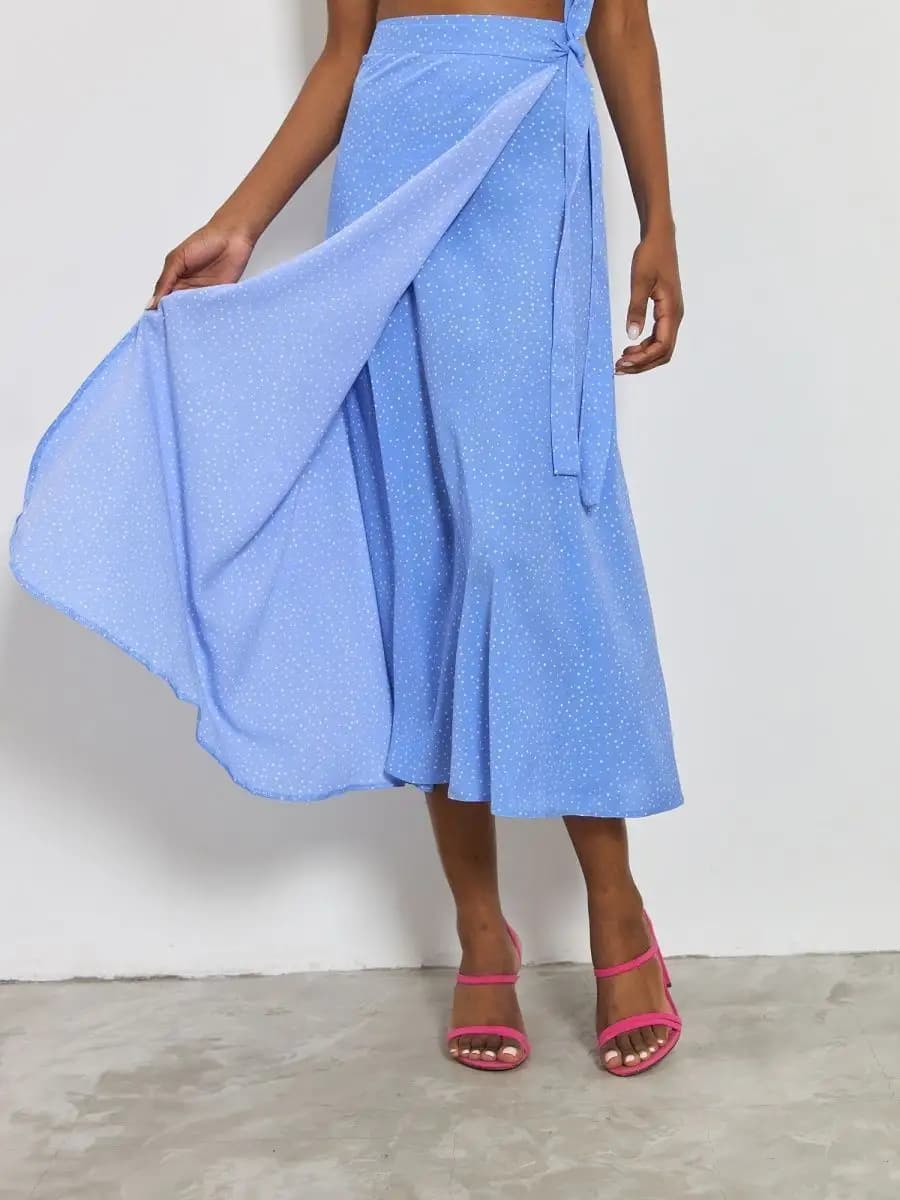 Юбка на запах с разрезом летняя длинная