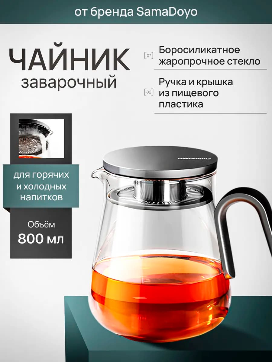 Чайник заварочный из боросиликатного стекла
