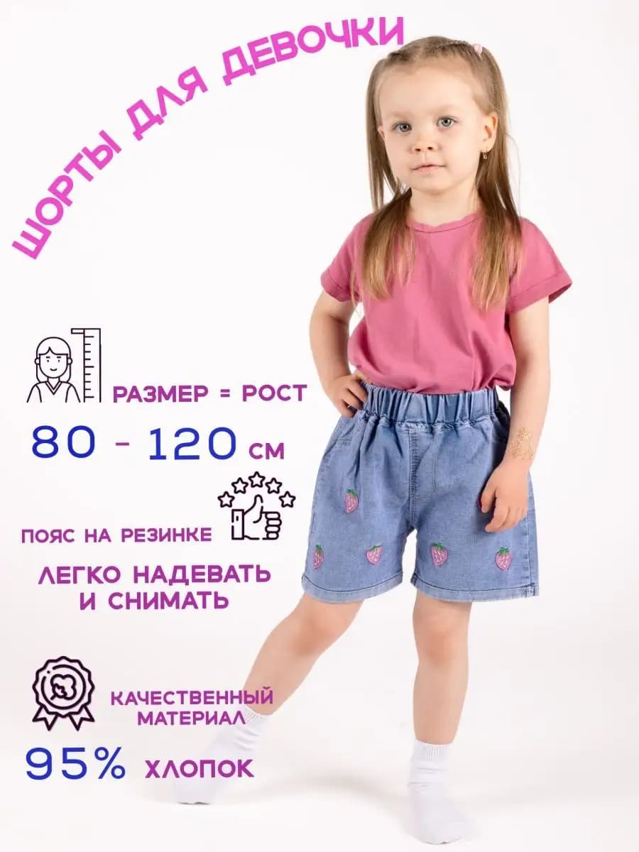 Джинсовые шорты для девочки для дома и детского сада