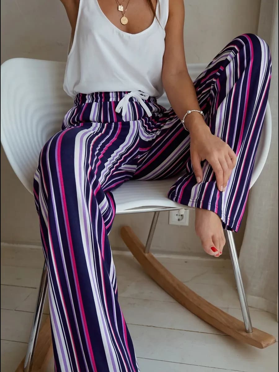 Брюки палаццо домашние летние на резинке