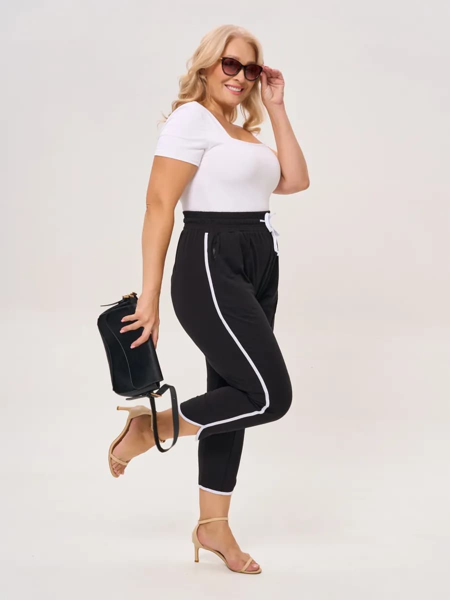 Брюки домашние укороченные 7 8 спортивные на резинке бананы - фото 1