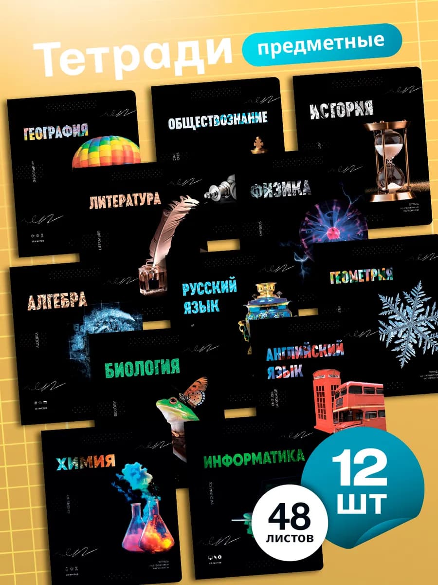 Тетради предметные 48 листов комплект 12 штук