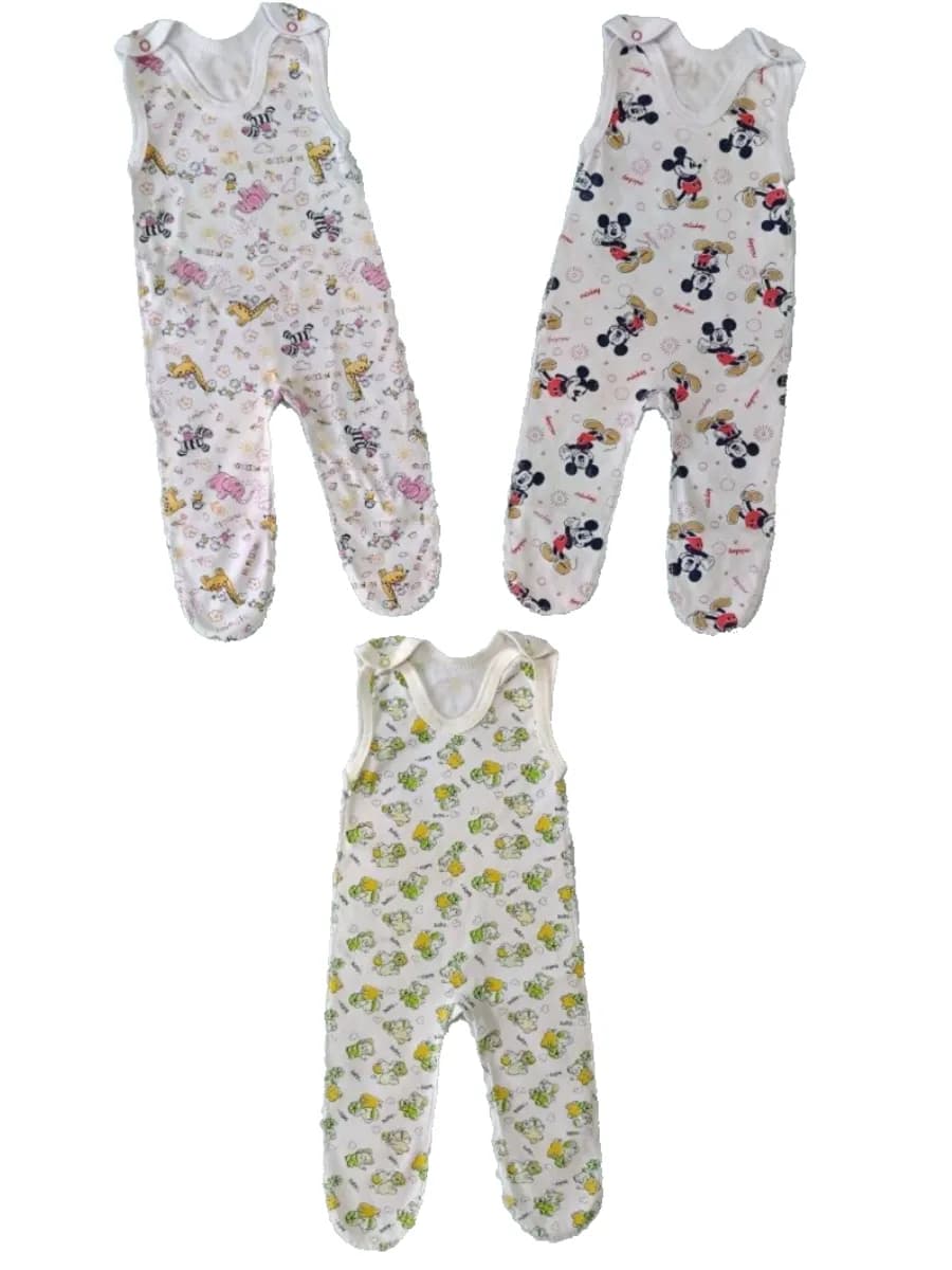 Ползунки высокие на лямках для новорожденных 3 шт из кулирки