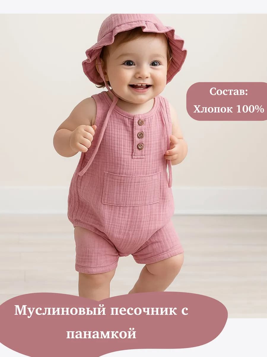 Муслиновый песочник с панамкой