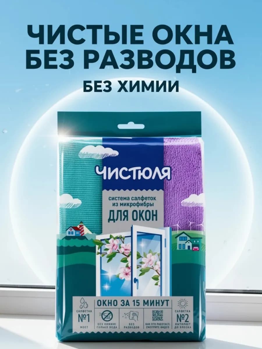 Салфетки для мытья окон, стекол, зеркал