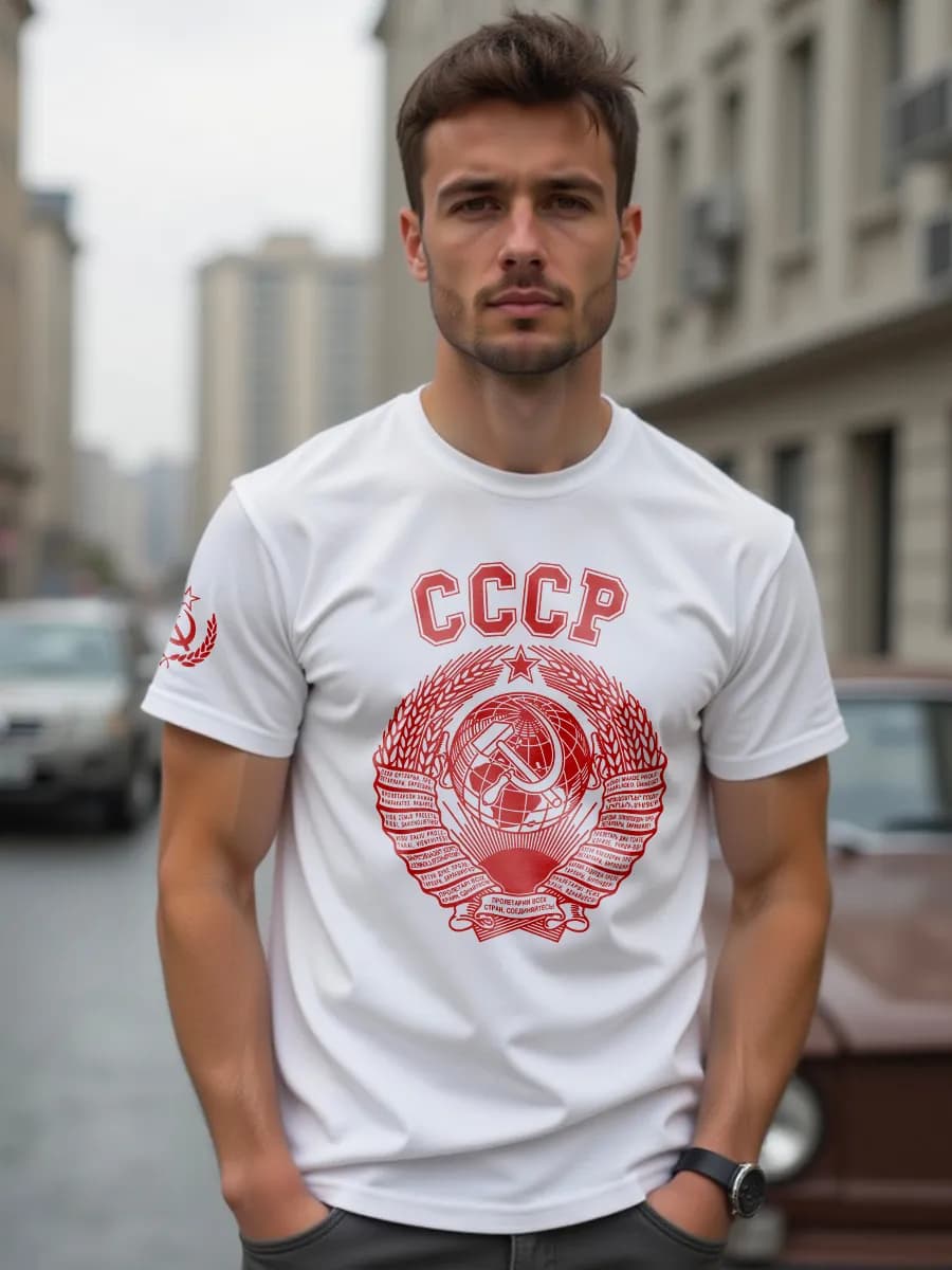 Хлопковая футболка оверсайз с принтом на груди яркая