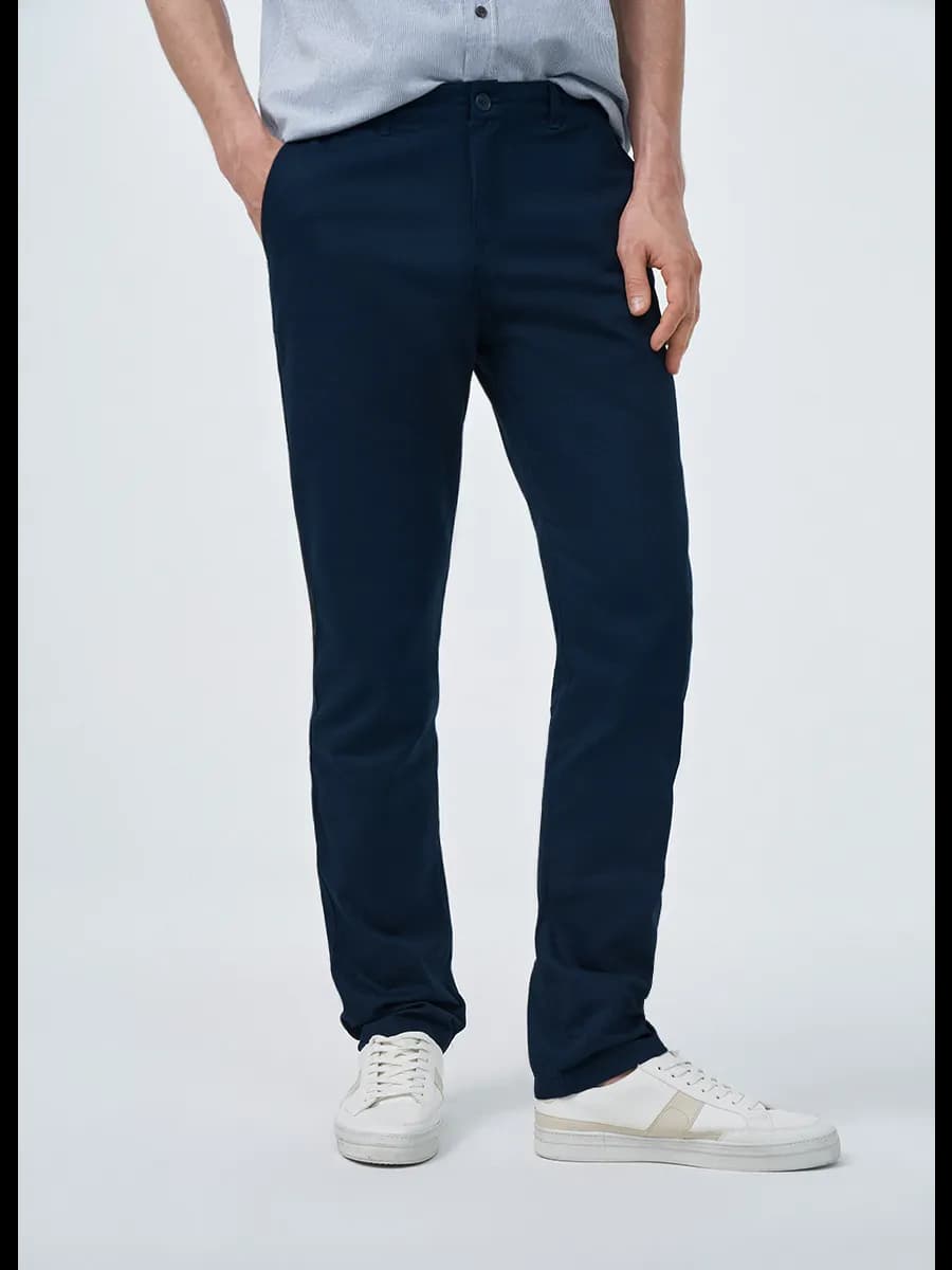 Брюки-чиносы Slim Fit синие - фото 1