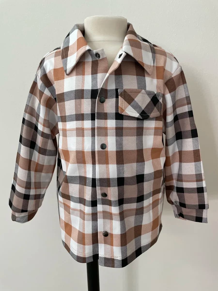 Рубашка детская трикотажная в клетку на кнопках