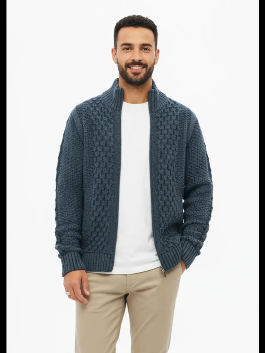 Кардиган мужской на молнии Жакет вязаный шерстяной Кофта
