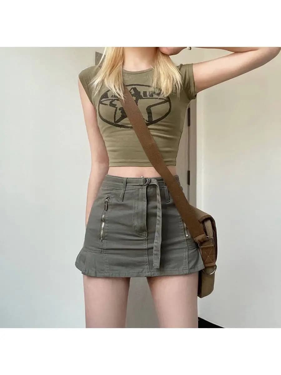 Топ y2k с принтом облегающий