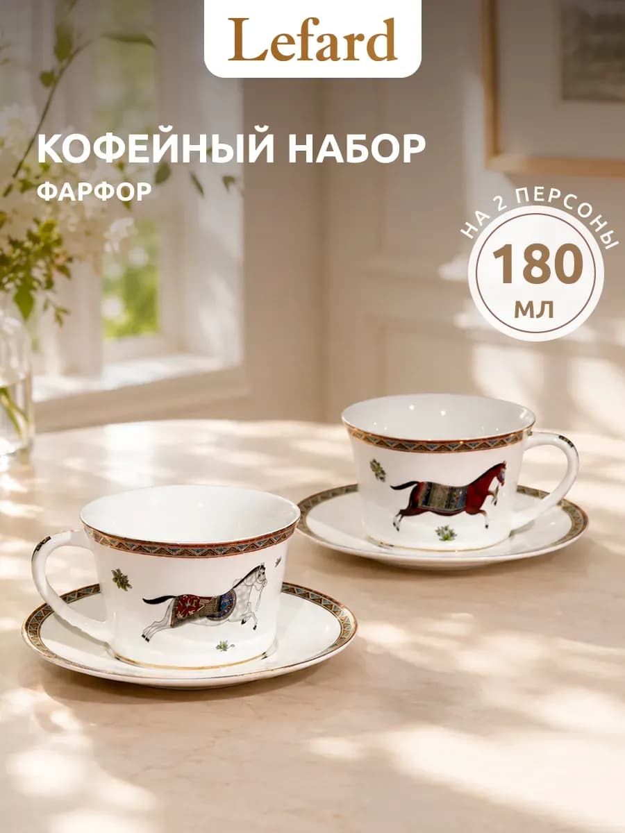 Кофейный набор 180 мл фарфоровый на 2 персоны