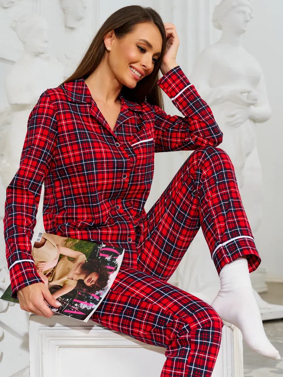 Пижама со штанами хлопок Домашний костюм - фото 1