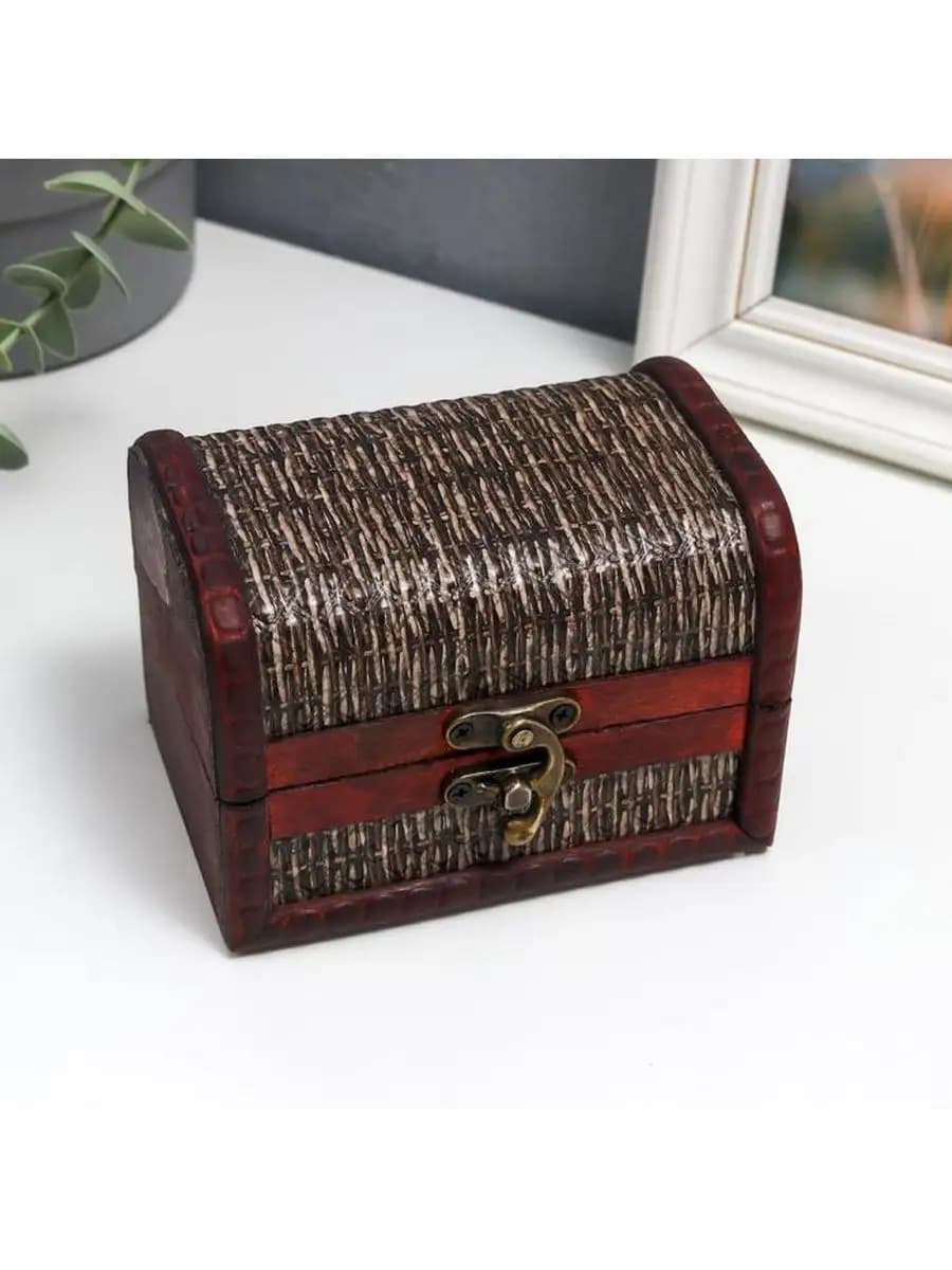 Шкатулка сундучок "Ромбы плетенка" 8,5х12х8,5 см