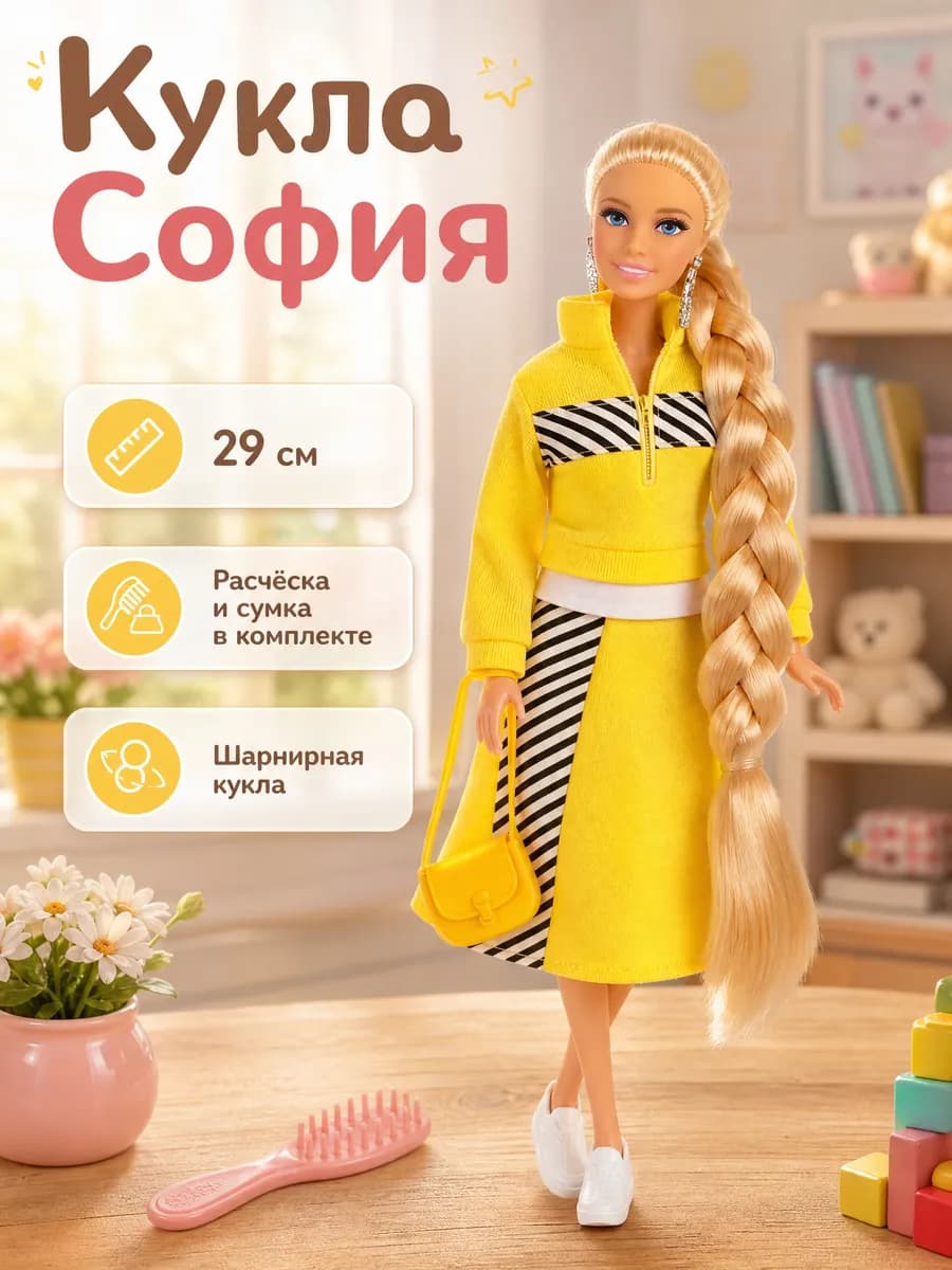 Кукла София шарнирная c одеждой детская 29см