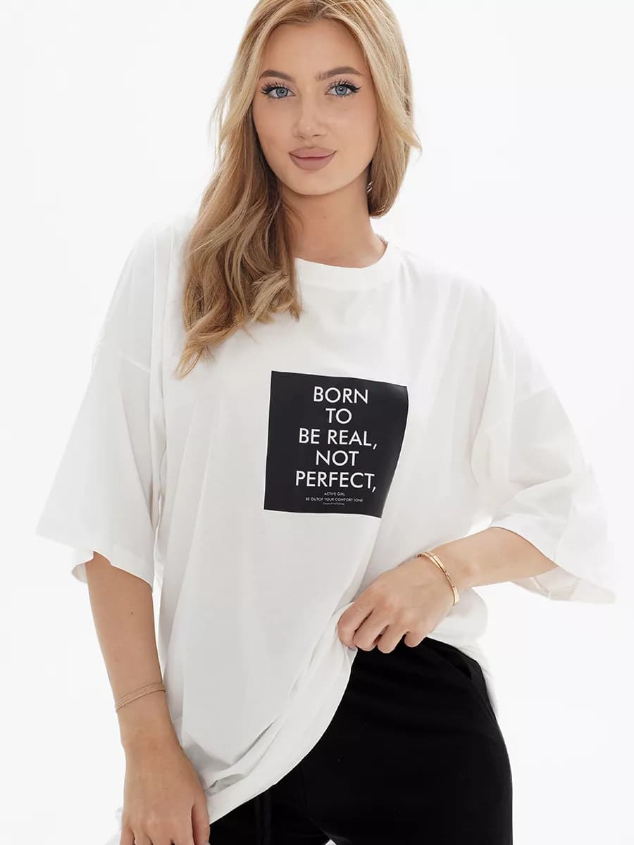 Футболка оверсайз с принтом удлиненная