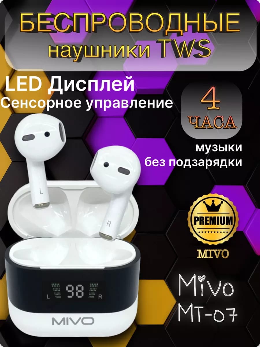 Беспроводные наушники Bluetooth 5.0 сенсорные с дисплеем
