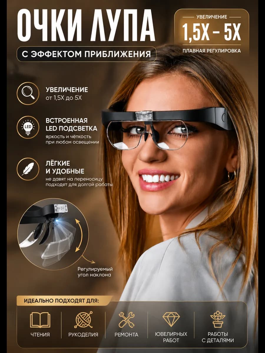 Очки лупа с подсветкой