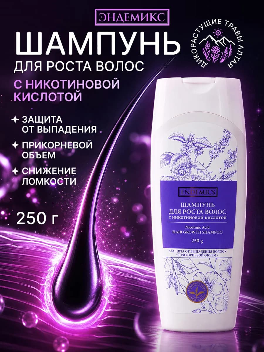 Шампунь для роста волос от выпадения с никотиновой кислотой