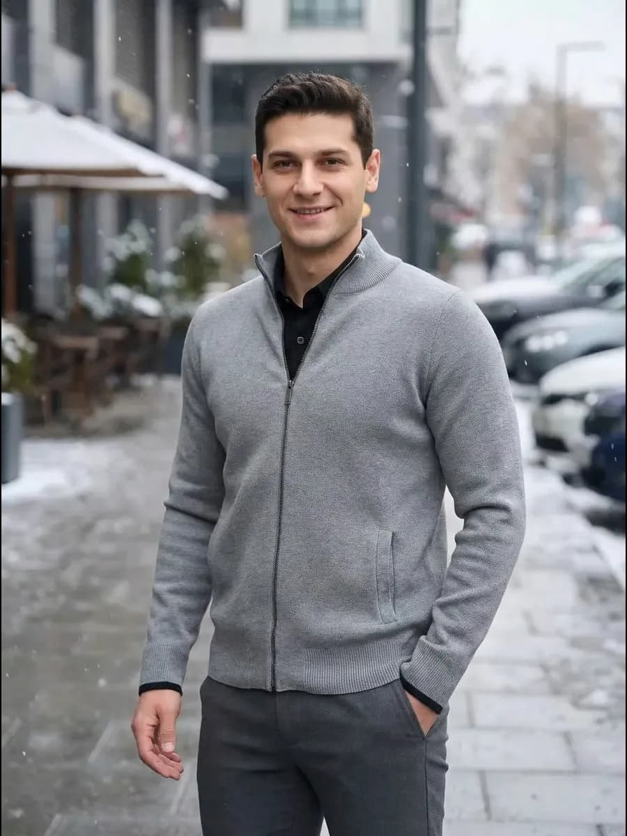 Кардиган мужской на молнии с карманами