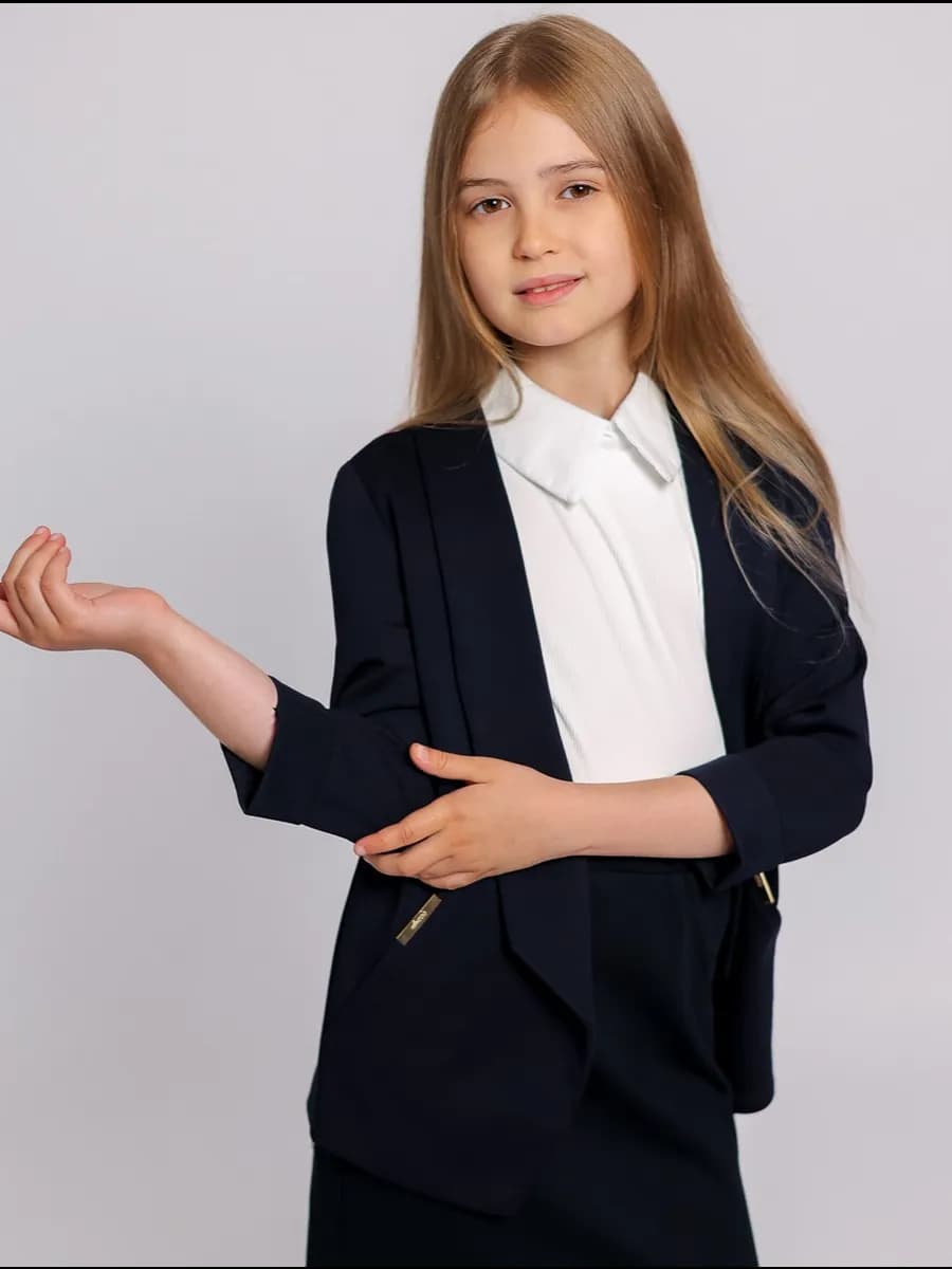 Пиджак школьный блейзер синий удлиненный