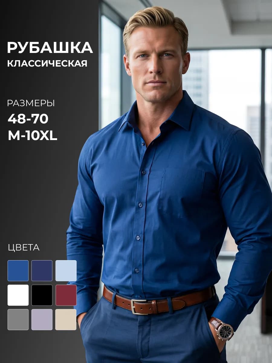Рубашка классическая с длинным рукавом