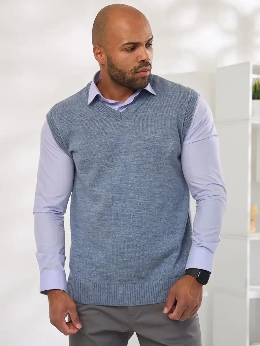 Жилет классический вязаный шерсть в офис