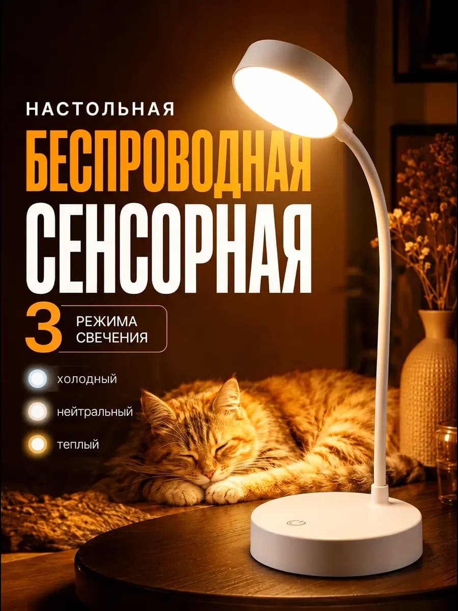 Лампа настольная сенсорная для школьника с USB