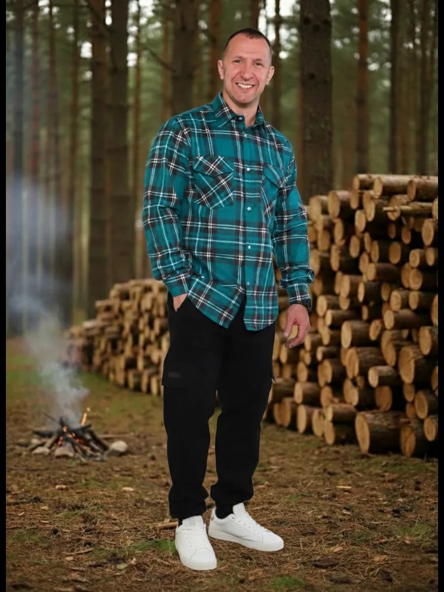 Рубашка в клетку фланелевая с длинным рукавом