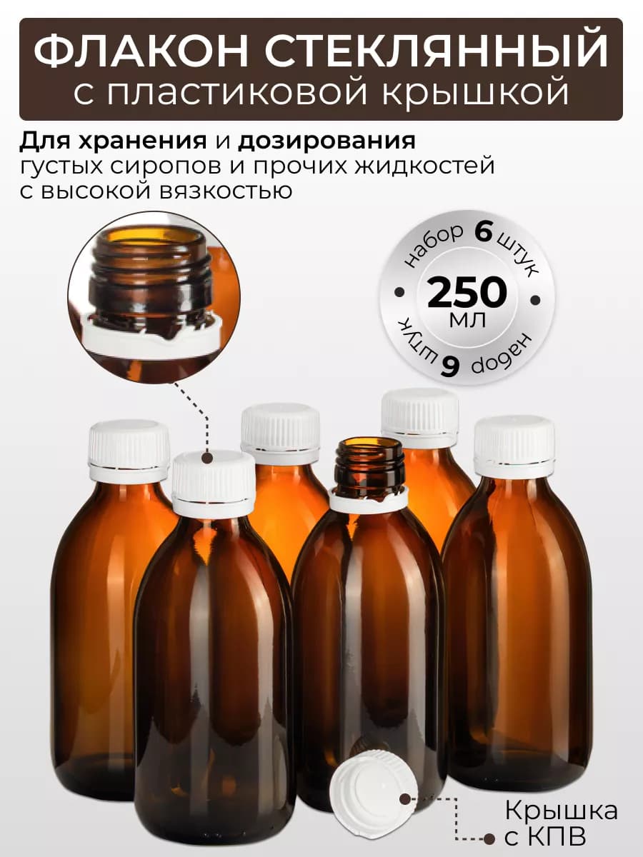 Флакон 250 мл стекло бутылочка косметическая