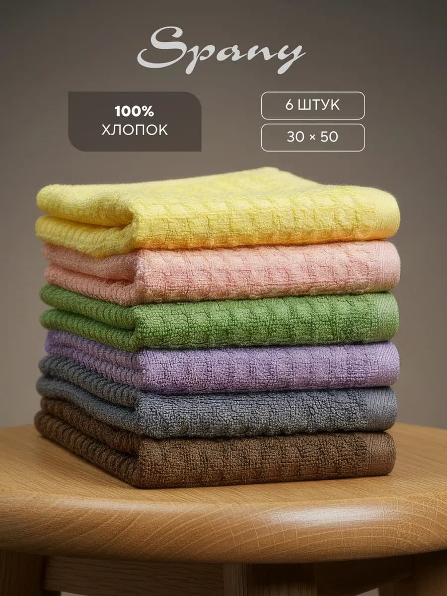 Кухонные полотенца махровые набор 6 шт 30х50
